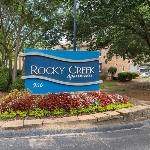 Rocky Creek property sign at entrance
